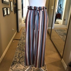 Striped High Waisted Ankle Pants